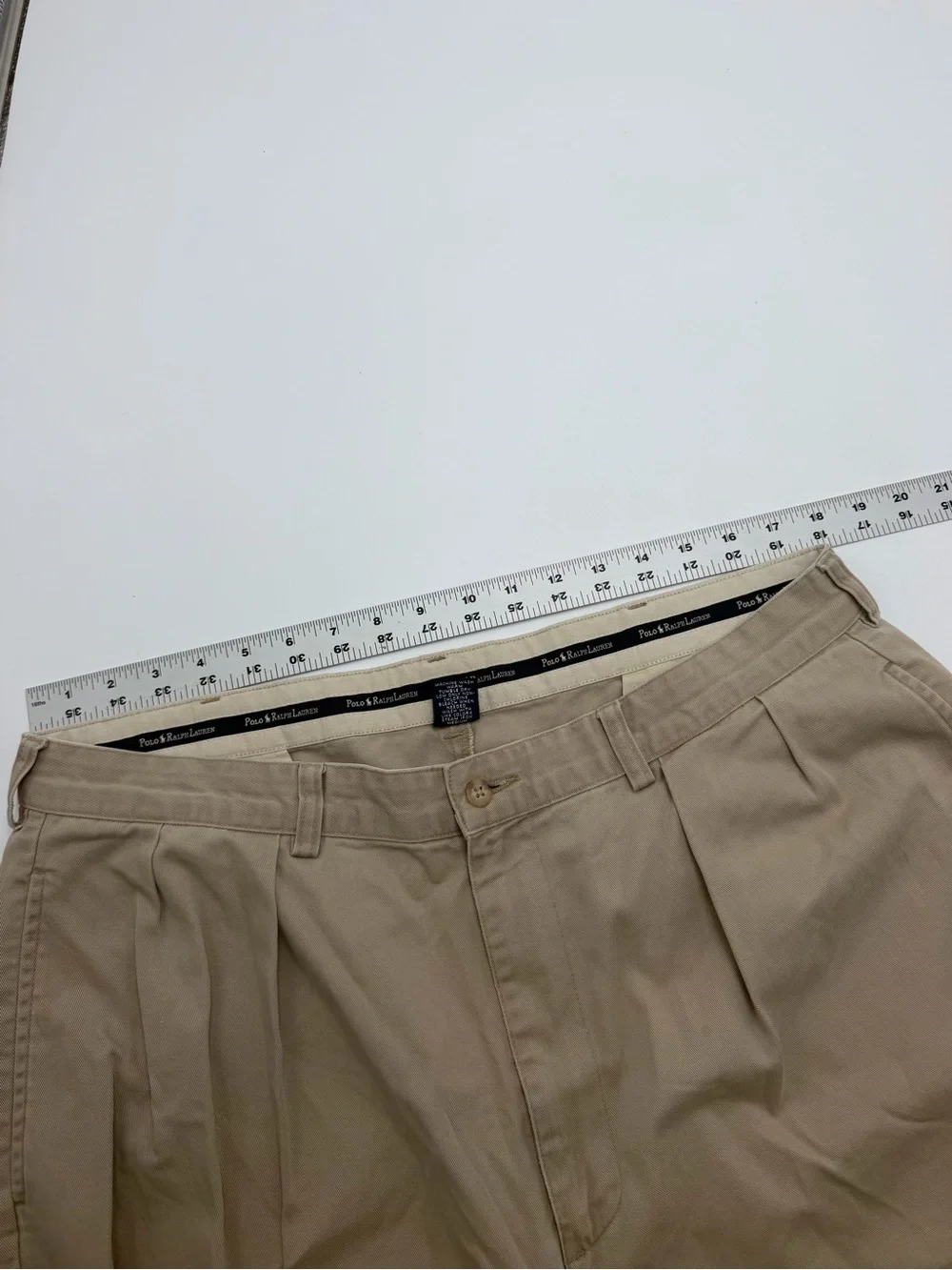 Vintage Polo Ralph Lauren Chino Pants Mens 38x34 Khaki Pleated Classic Fit